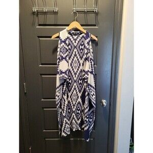 Women's One Size Sleeveless Long Flowly Blanket Cardigan Vest, Aztech Print